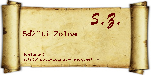 Sóti Zolna névjegykártya